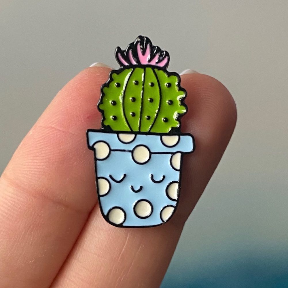 Cactus Sleepy Pink Flower Enamel Pin/ Brooch Lapel